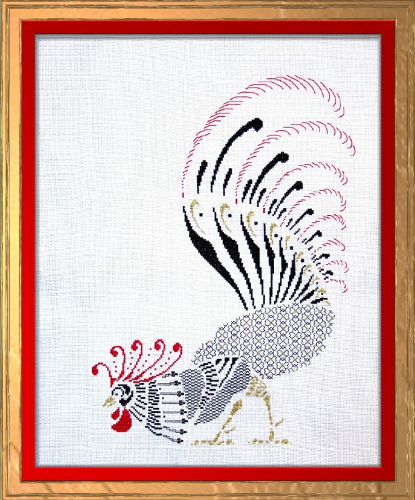 An elegant blackwork rooster design