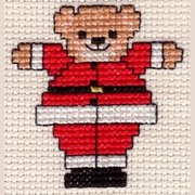 Santa Teddy, a stitched mini Christmas cross stitch design