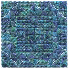 Serendipity needlepoint pattern featuring geometric textural stitches