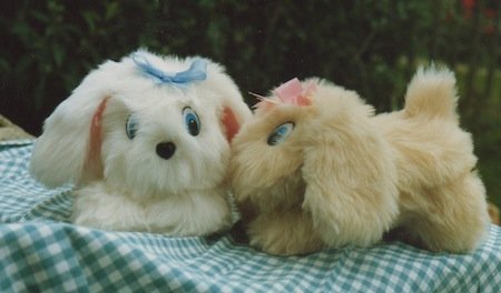 Soft toy puppies at a craft fair