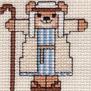 Shepherd Teddy, a stitched mini Christmas cross stitch design