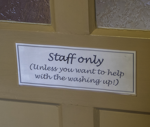 Staff only sign on a door at Wallington