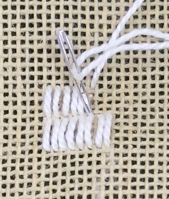 Straight gobelin stitch worked with pearl 5 cotton