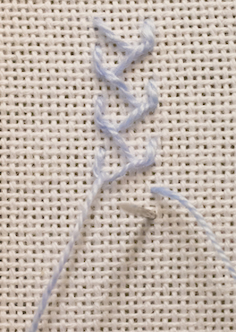 Straight sided feather stitch step 1