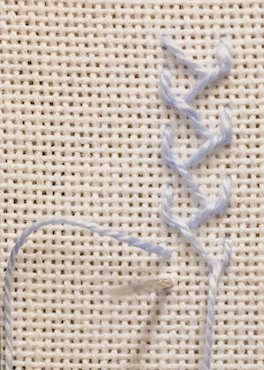 Straight sided feather stitch step 2
