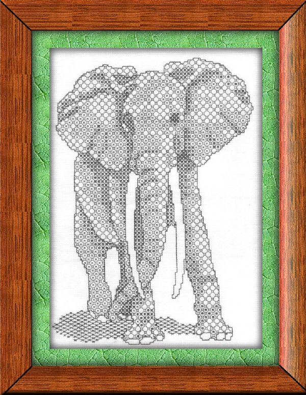 Framed blackwork elephant design