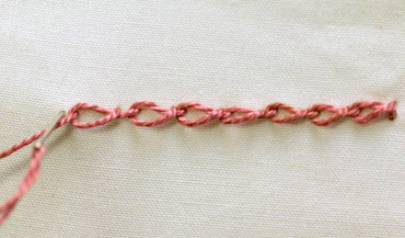 Completed twisted chain stitch outline