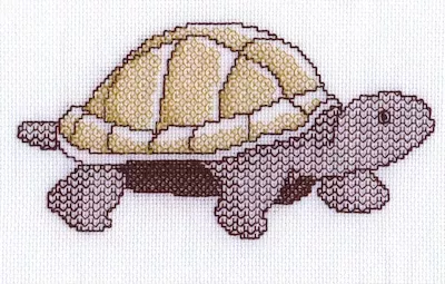 Tommy Tortoise blackwork embroidery pattern